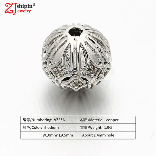 New hot micro-inlaid zircon CZ large hole jewelry accessories suitable for DIY beaded spacer bracelet necklace making