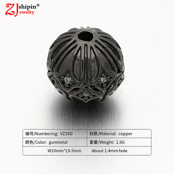 New hot micro-inlaid zircon CZ large hole jewelry accessories suitable for DIY beaded spacer bracelet necklace making