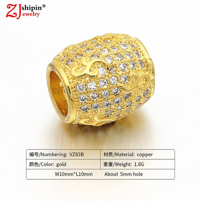 New hot micro-inlaid zircon CZ large hole jewelry accessories suitable for DIY beaded spacer bracelet necklace making