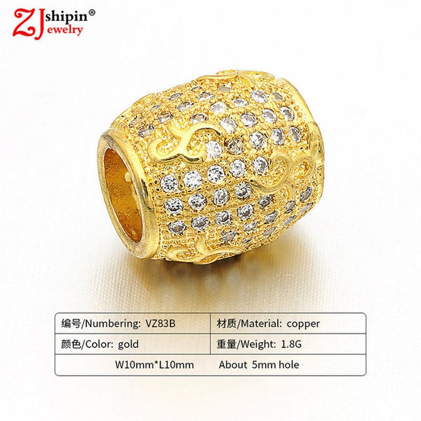 New hot micro-inlaid zircon CZ large hole jewelry accessories suitable for DIY beaded spacer bracelet necklace making
