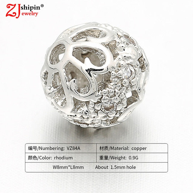New hot micro-inlaid zircon CZ large hole jewelry accessories suitable for DIY beaded spacer bracelet necklace making