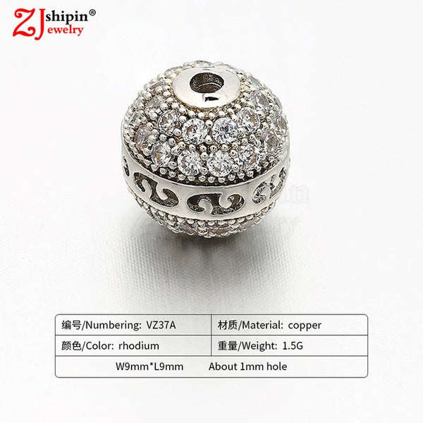 New hot micro-inlaid zircon CZ large hole jewelry accessories suitable for DIY beaded spacer bracelet necklace making