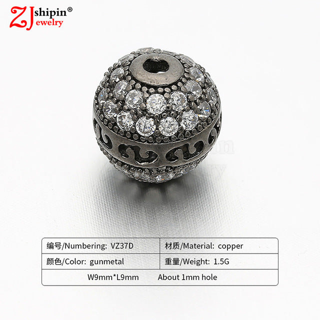 New hot micro-inlaid zircon CZ large hole jewelry accessories suitable for DIY beaded spacer bracelet necklace making