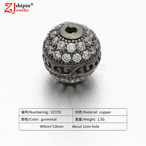 New hot micro-inlaid zircon CZ large hole jewelry accessories suitable for DIY beaded spacer bracelet necklace making