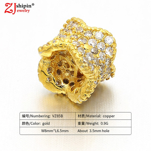 New hot micro-inlaid zircon CZ large hole jewelry accessories suitable for DIY beaded spacer bracelet necklace making