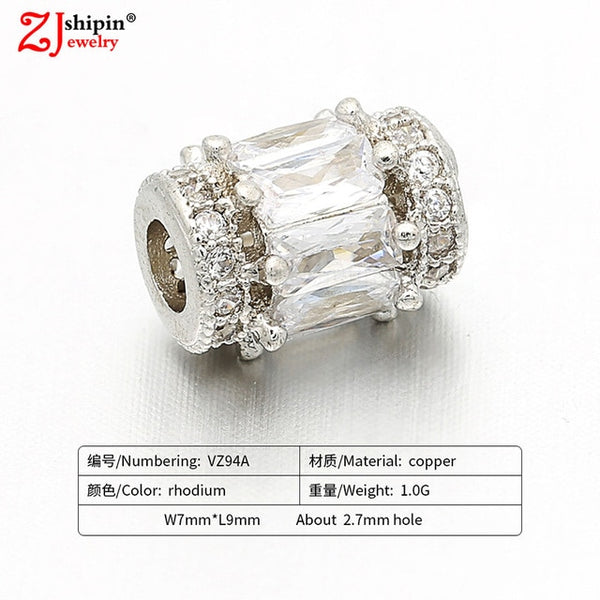 New hot micro-inlaid zircon CZ large hole jewelry accessories suitable for DIY beaded spacer bracelet necklace making