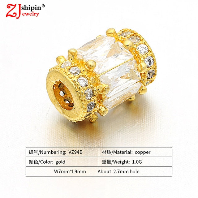 New hot micro-inlaid zircon CZ large hole jewelry accessories suitable for DIY beaded spacer bracelet necklace making