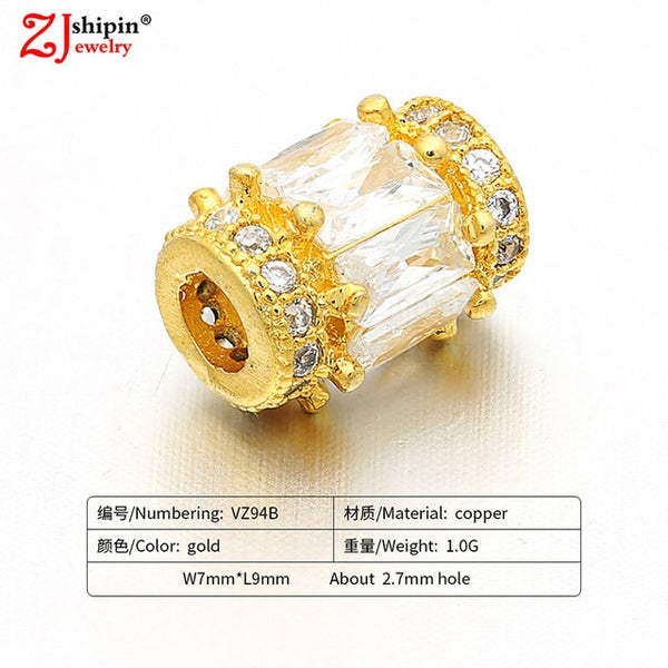 New hot micro-inlaid zircon CZ large hole jewelry accessories suitable for DIY beaded spacer bracelet necklace making