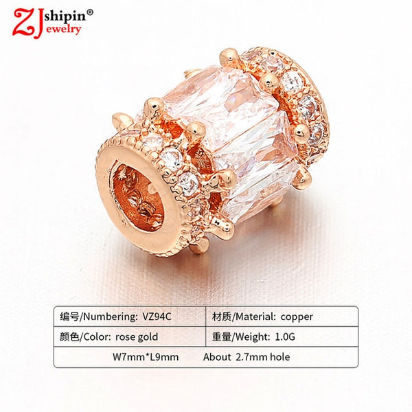 New hot micro-inlaid zircon CZ large hole jewelry accessories suitable for DIY beaded spacer bracelet necklace making