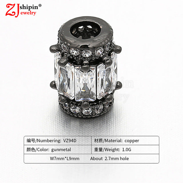 New hot micro-inlaid zircon CZ large hole jewelry accessories suitable for DIY beaded spacer bracelet necklace making