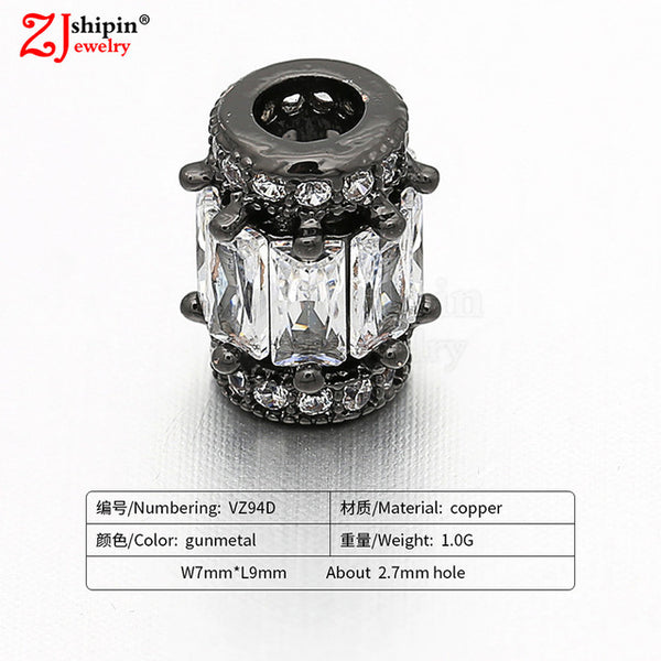 New hot micro-inlaid zircon CZ large hole jewelry accessories suitable for DIY beaded spacer bracelet necklace making