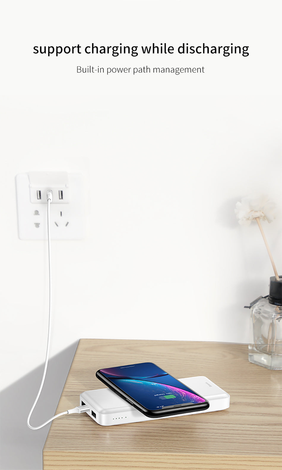 Baseus 10000mAh Wireless Charger Power Bank Dual USB Powerbank External Battery Wireless Charging For iPhone Xs Max Samsung S9