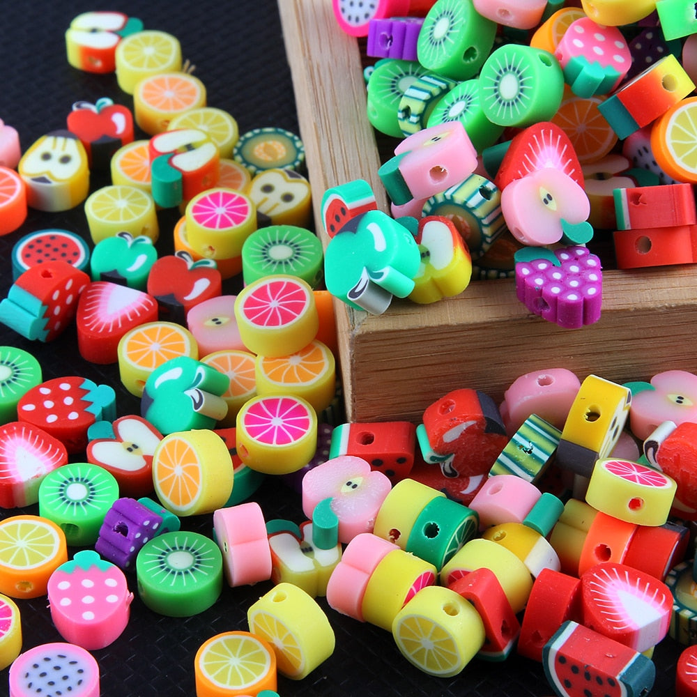 10MM 50PCS/Lot Fimo Fruit Beads Polymer Clay Beads Polymer Clay Spacer Beads Mixed Color DIY Jewelry Making