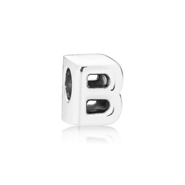 Silver Plated Beads Charm Initial Alphabet Letter A-Z bead Fit Original Pandora Charms Bracelet for Women Diy Jewelry Making