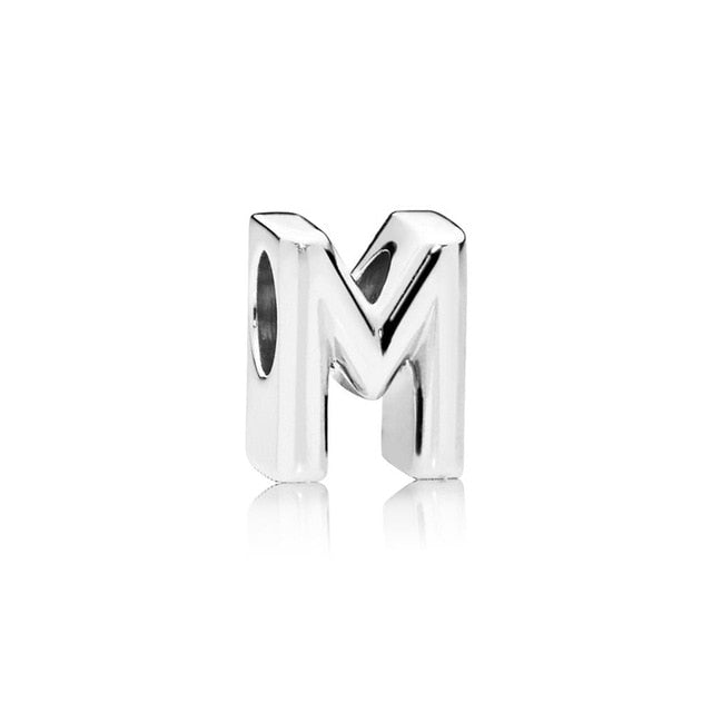 Silver Plated Beads Charm Initial Alphabet Letter A-Z bead Fit Original Pandora Charms Bracelet for Women Diy Jewelry Making