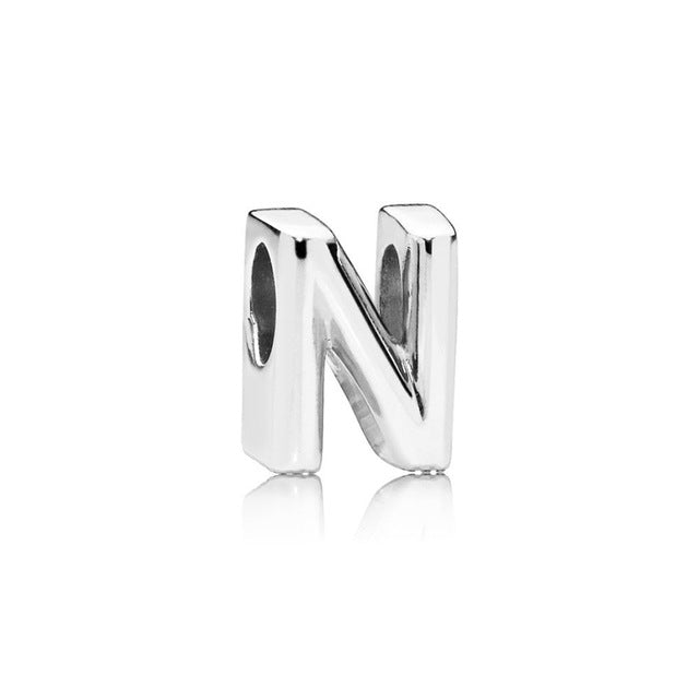 Silver Plated Beads Charm Initial Alphabet Letter A-Z bead Fit Original Pandora Charms Bracelet for Women Diy Jewelry Making