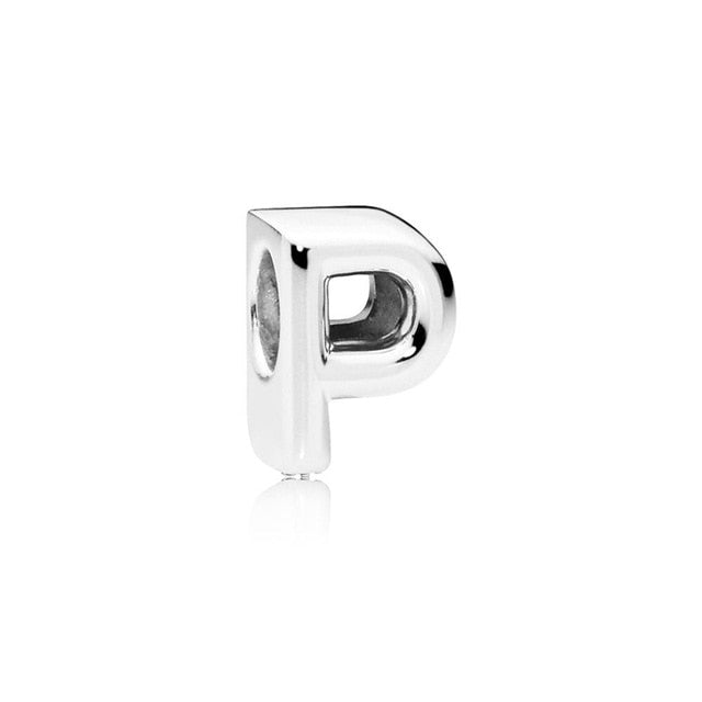 Silver Plated Beads Charm Initial Alphabet Letter A-Z bead Fit Original Pandora Charms Bracelet for Women Diy Jewelry Making