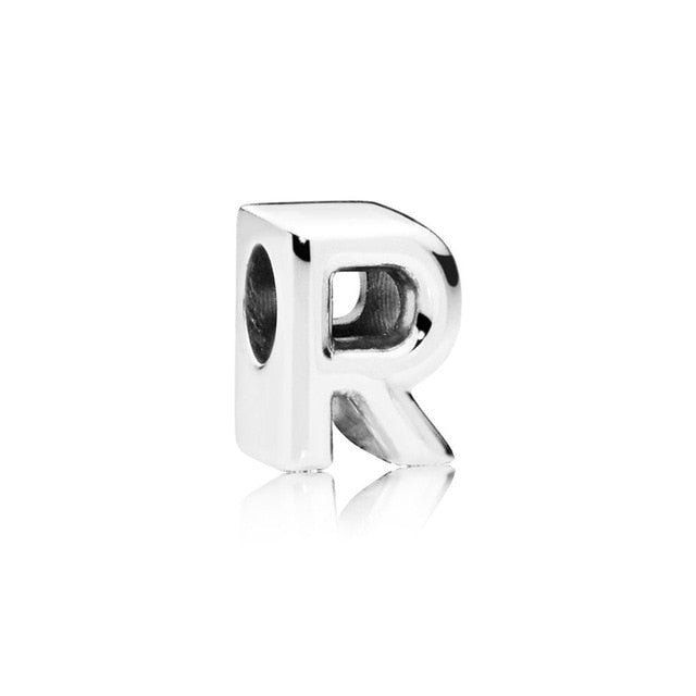 Silver Plated Beads Charm Initial Alphabet Letter A-Z bead Fit Original Pandora Charms Bracelet for Women Diy Jewelry Making