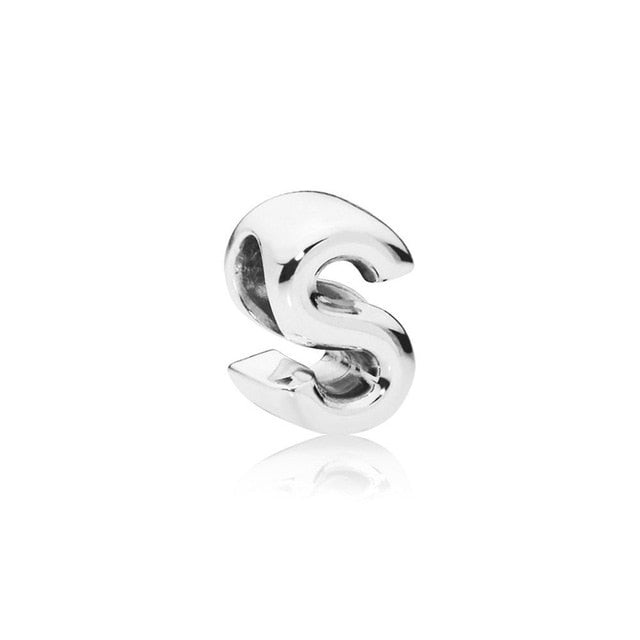 Silver Plated Beads Charm Initial Alphabet Letter A-Z bead Fit Original Pandora Charms Bracelet for Women Diy Jewelry Making