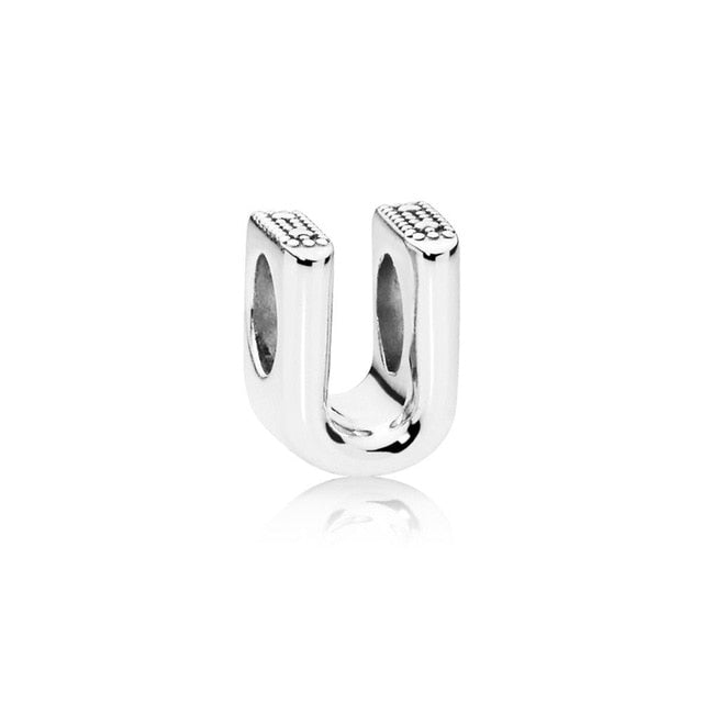 Silver Plated Beads Charm Initial Alphabet Letter A-Z bead Fit Original Pandora Charms Bracelet for Women Diy Jewelry Making
