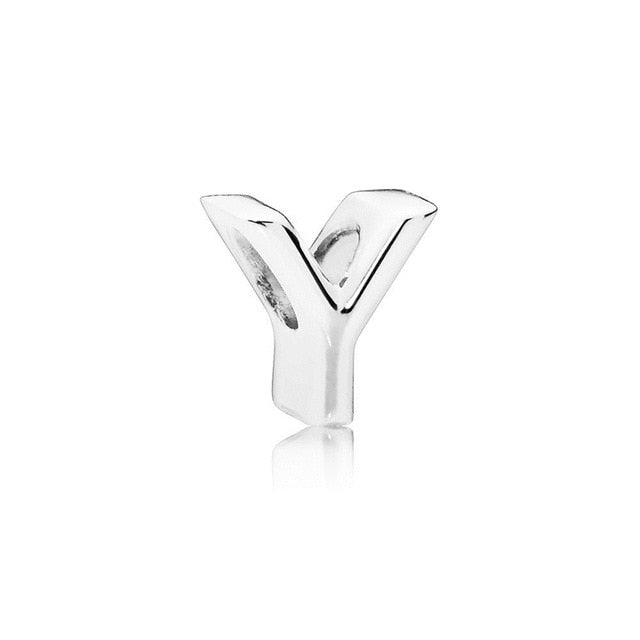 Silver Plated Beads Charm Initial Alphabet Letter A-Z bead Fit Original Pandora Charms Bracelet for Women Diy Jewelry Making
