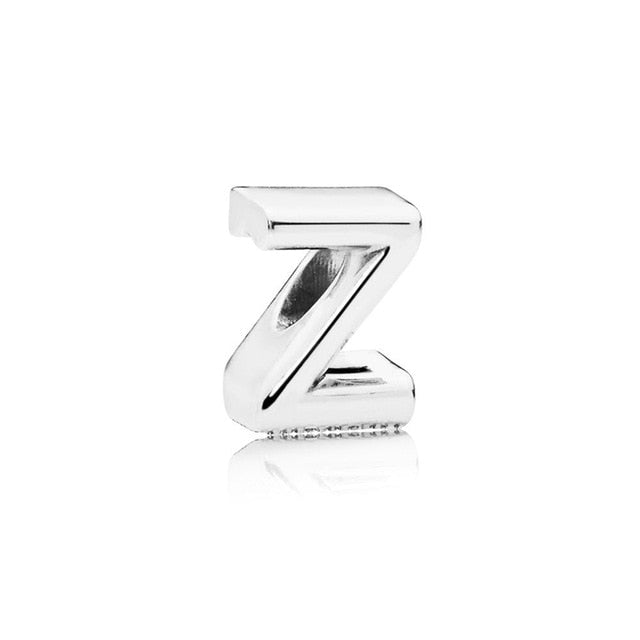 Silver Plated Beads Charm Initial Alphabet Letter A-Z bead Fit Original Pandora Charms Bracelet for Women Diy Jewelry Making