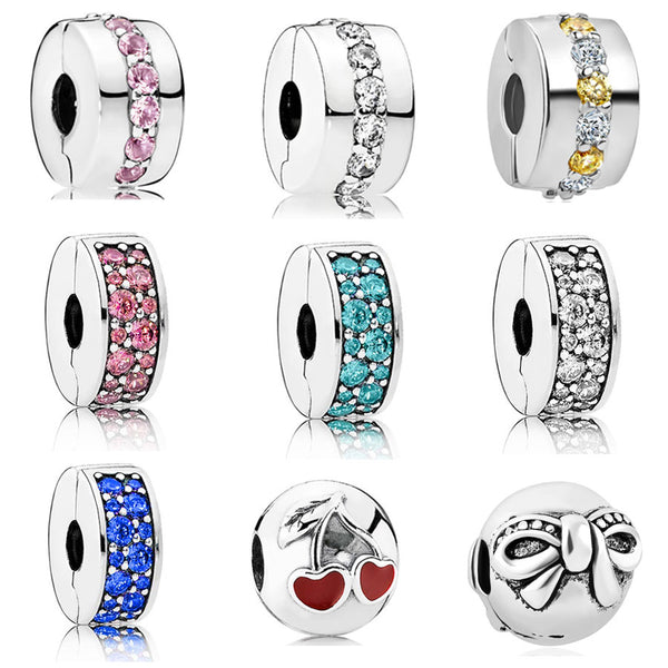 2018 new free shipping european 1pc silver shinning path elegance spacer clip safety diy bead fit pandora charm bracelet D006