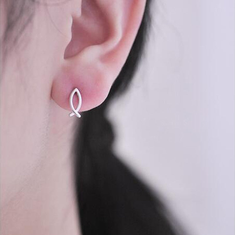Ruifan Promotion Wholesale Fish Shape 100% 925 Sterling Silver Stud Earrings for Women Ladies Small Earrings Fine Jewelry YEA125