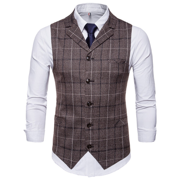 Seenimoe Mens Stripe Plaid Formal Blazer vests Casual Single Breasted V-neck Fashion M-4XL Male England Style Casual Vests