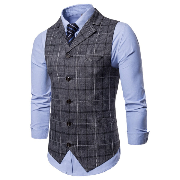 Seenimoe Mens Stripe Plaid Formal Blazer vests Casual Single Breasted V-neck Fashion M-4XL Male England Style Casual Vests