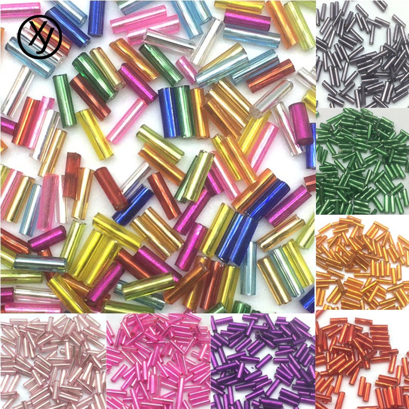 DIY 2*6mm 200pcs/lot Crystal Glass Bugle Beads European Seed Long Tube Two Hole Spacer Beads ForNecklace Bracelet Jewelry Making