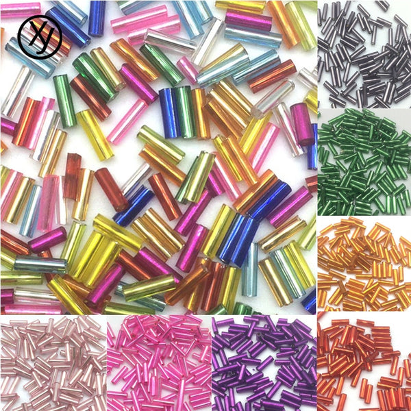 DIY 2*6mm 200pcs/lot Crystal Glass Bugle Beads European Seed Long Tube Two Hole Spacer Beads ForNecklace Bracelet Jewelry Making