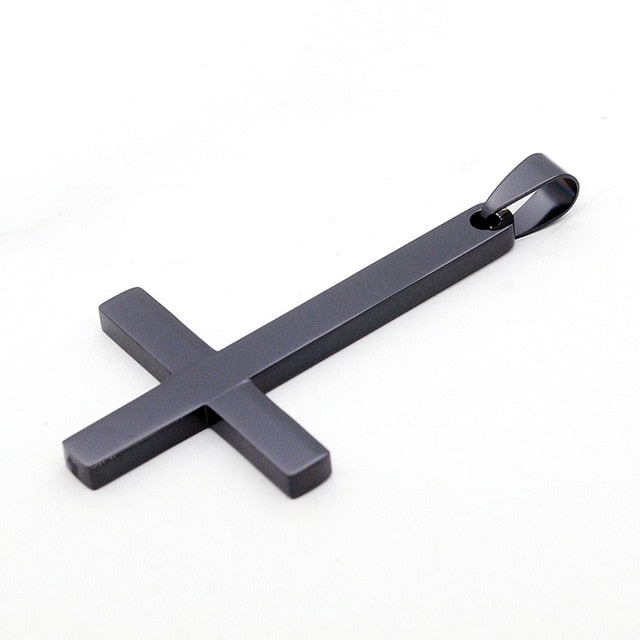 Fashion Stainless Steel Inverted Cross Pendant Necklace Lucifer Satan Punk Jewelry Chain For Men Women Anti-Christian Gift