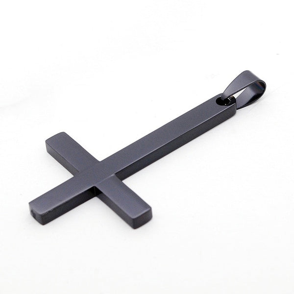 Fashion Stainless Steel Inverted Cross Pendant Necklace Lucifer Satan Punk Jewelry Chain For Men Women Anti-Christian Gift
