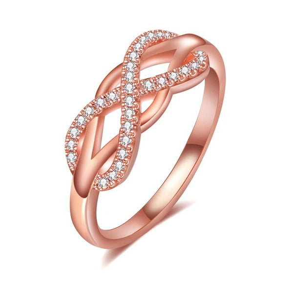 UMODE Rose Gold Womens Wave Initial Letter Rings Fashionable Zircon Infinity Gauntlet Geometric  Engagement Jewelry  UR0444