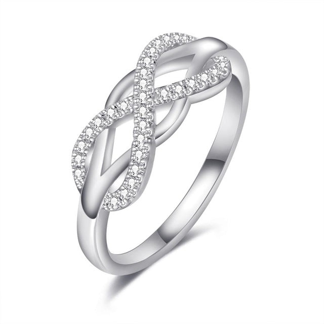 UMODE Rose Gold Womens Wave Initial Letter Rings Fashionable Zircon Infinity Gauntlet Geometric  Engagement Jewelry  UR0444