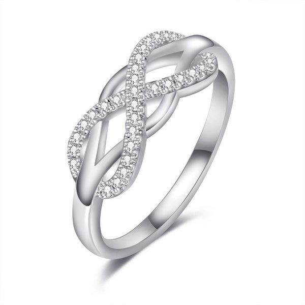 UMODE Rose Gold Womens Wave Initial Letter Rings Fashionable Zircon Infinity Gauntlet Geometric  Engagement Jewelry  UR0444