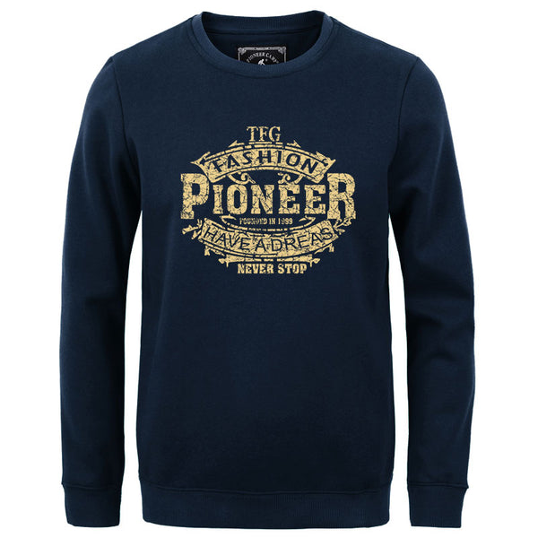 Pioneer Camp autumn Winter men hoodies casual cotton thicken fleece male pullover tracksuit mens crewneck Funny Print sweatshirt