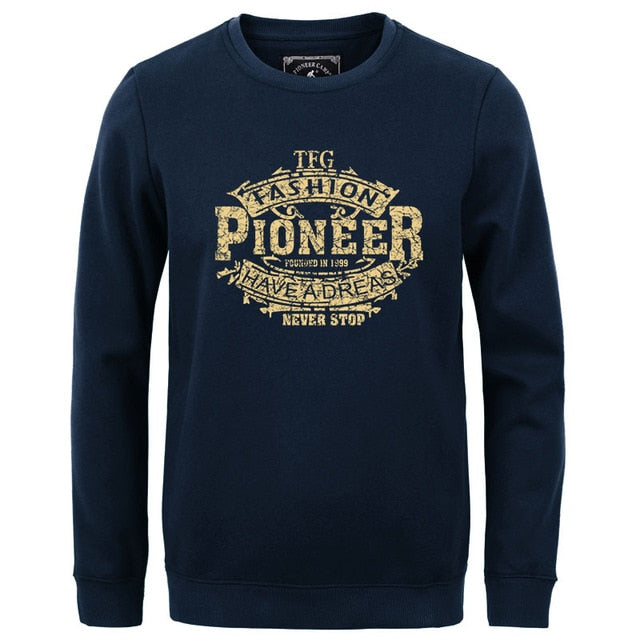 Pioneer Camp autumn Winter men hoodies casual cotton thicken fleece male pullover tracksuit mens crewneck Funny Print sweatshirt