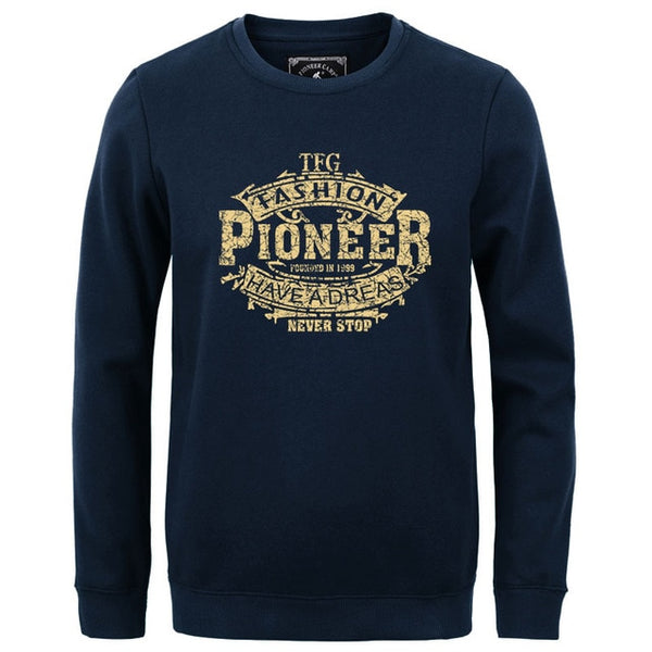Pioneer Camp autumn Winter men hoodies casual cotton thicken fleece male pullover tracksuit mens crewneck Funny Print sweatshirt