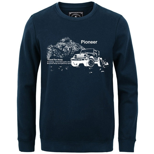 Pioneer Camp autumn Winter men hoodies casual cotton thicken fleece male pullover tracksuit mens crewneck Funny Print sweatshirt