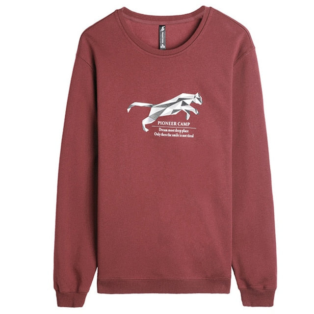 Pioneer Camp autumn Winter men hoodies casual cotton thicken fleece male pullover tracksuit mens crewneck Funny Print sweatshirt