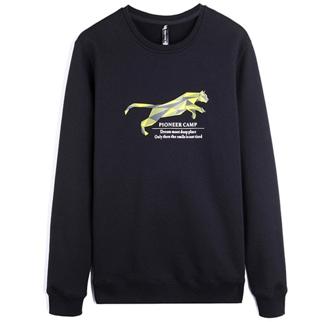 Pioneer Camp autumn Winter men hoodies casual cotton thicken fleece male pullover tracksuit mens crewneck Funny Print sweatshirt