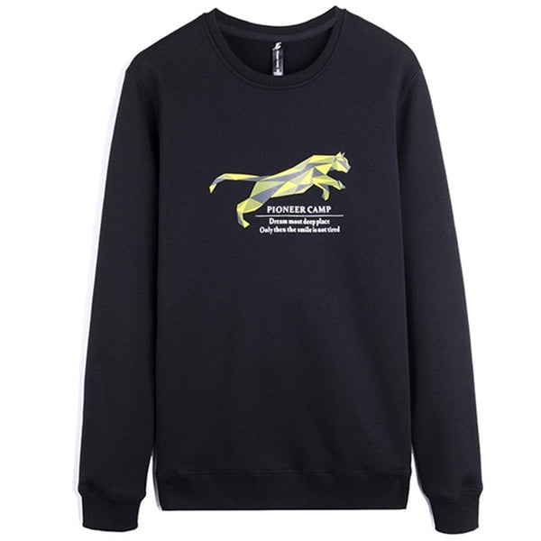 Pioneer Camp autumn Winter men hoodies casual cotton thicken fleece male pullover tracksuit mens crewneck Funny Print sweatshirt