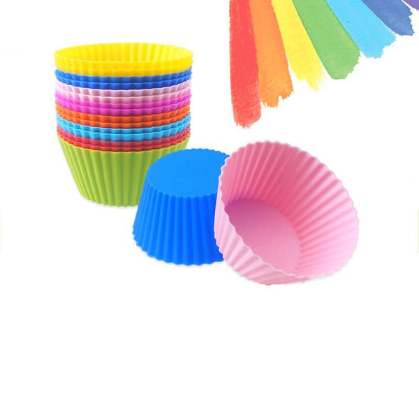 12 Pieces 7cm Round Silicone Baking Cake Molds Jelly Mould Cupcake Maker Muffin Cup