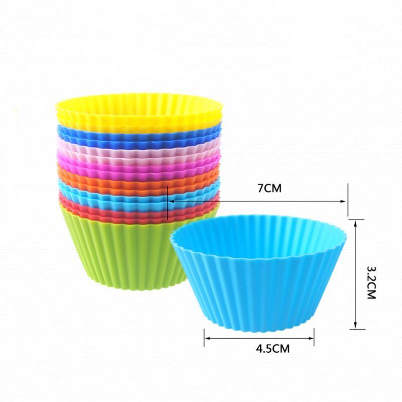12 Pieces 7cm Round Silicone Baking Cake Molds Jelly Mould Cupcake Maker Muffin Cup