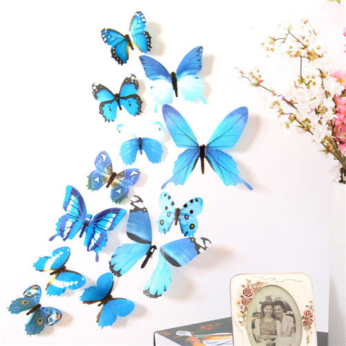ISHOWTIENDA 12pcs Decal Wall Stickers Home Decorations 3D Butterfly Rainbow  Fridge Magnet 2018 Dropshipping Product