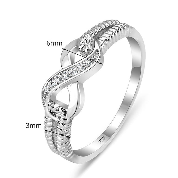 925 Sterling Silver Infinity Ring Cubic Zirconia CZ Eternity Rings for Women Size 5 6 7 8 9 10 Trendy Jewelry (Lam Hub Fong)