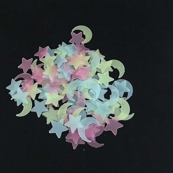 100PC 3D Stars Glow In The Dark Wall Stickers Luminous Fluorescent Wall Stickers For Kids Baby Room Bedroom Ceiling Home Decor 9