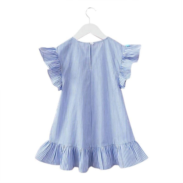 Summer Girls Tassel Flying Sleeve Dresses Stripe Cotton Cute Kids Party Dresses for Kids girls Princess Dress Tops Clothes